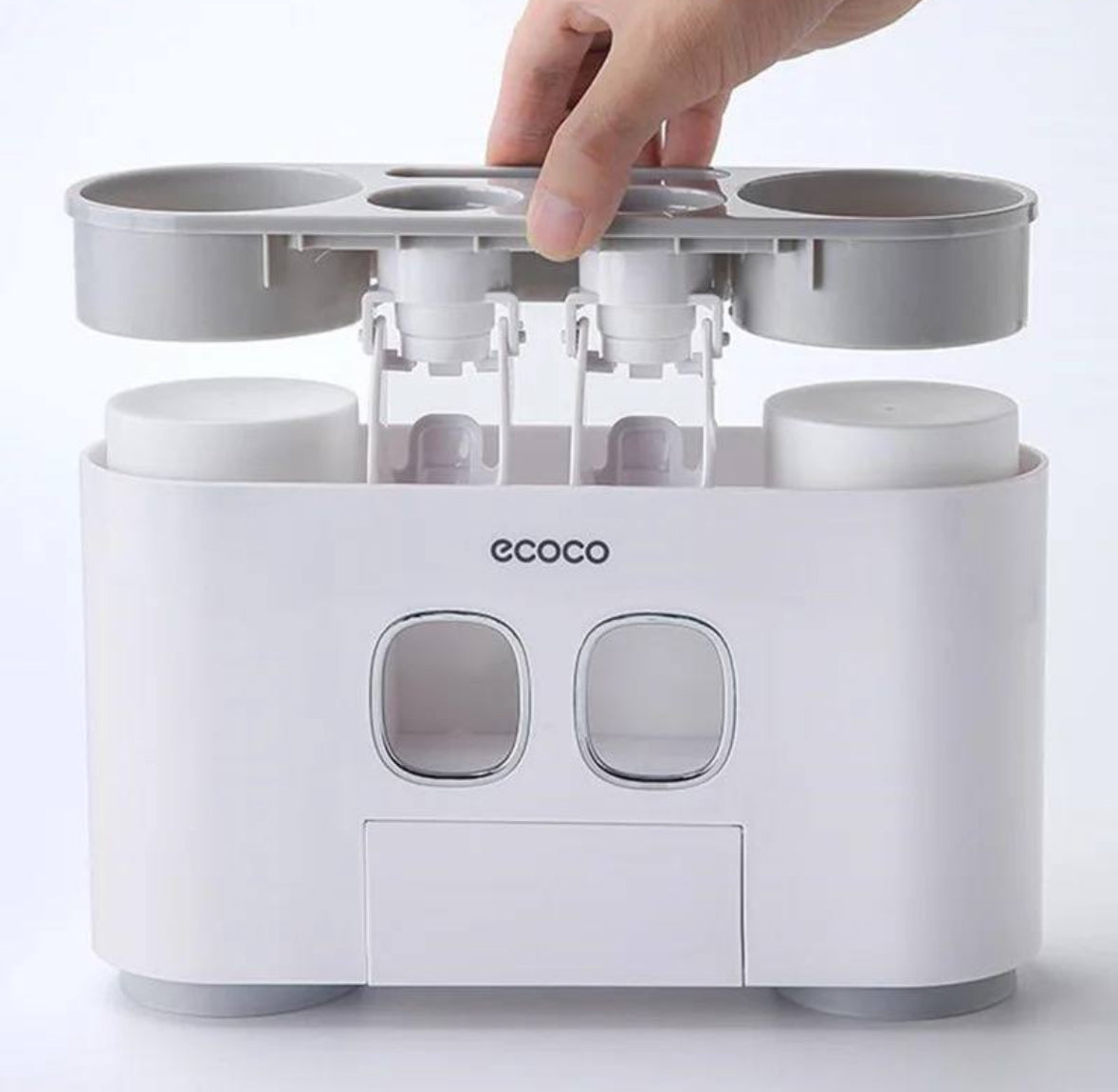 Support mural Ecoco pour brosses à dents avec distributeur de dentifrice