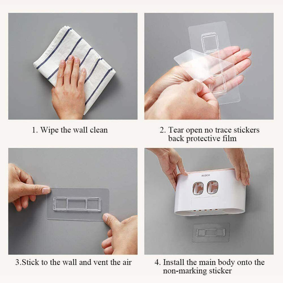 Support mural Ecoco pour brosses à dents avec distributeur de dentifrice