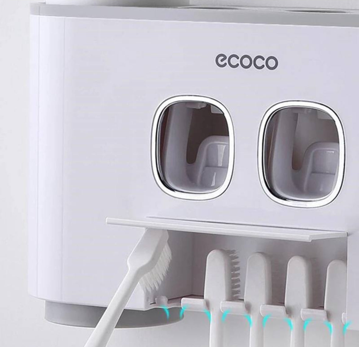 Support mural Ecoco pour brosses à dents avec distributeur de dentifrice