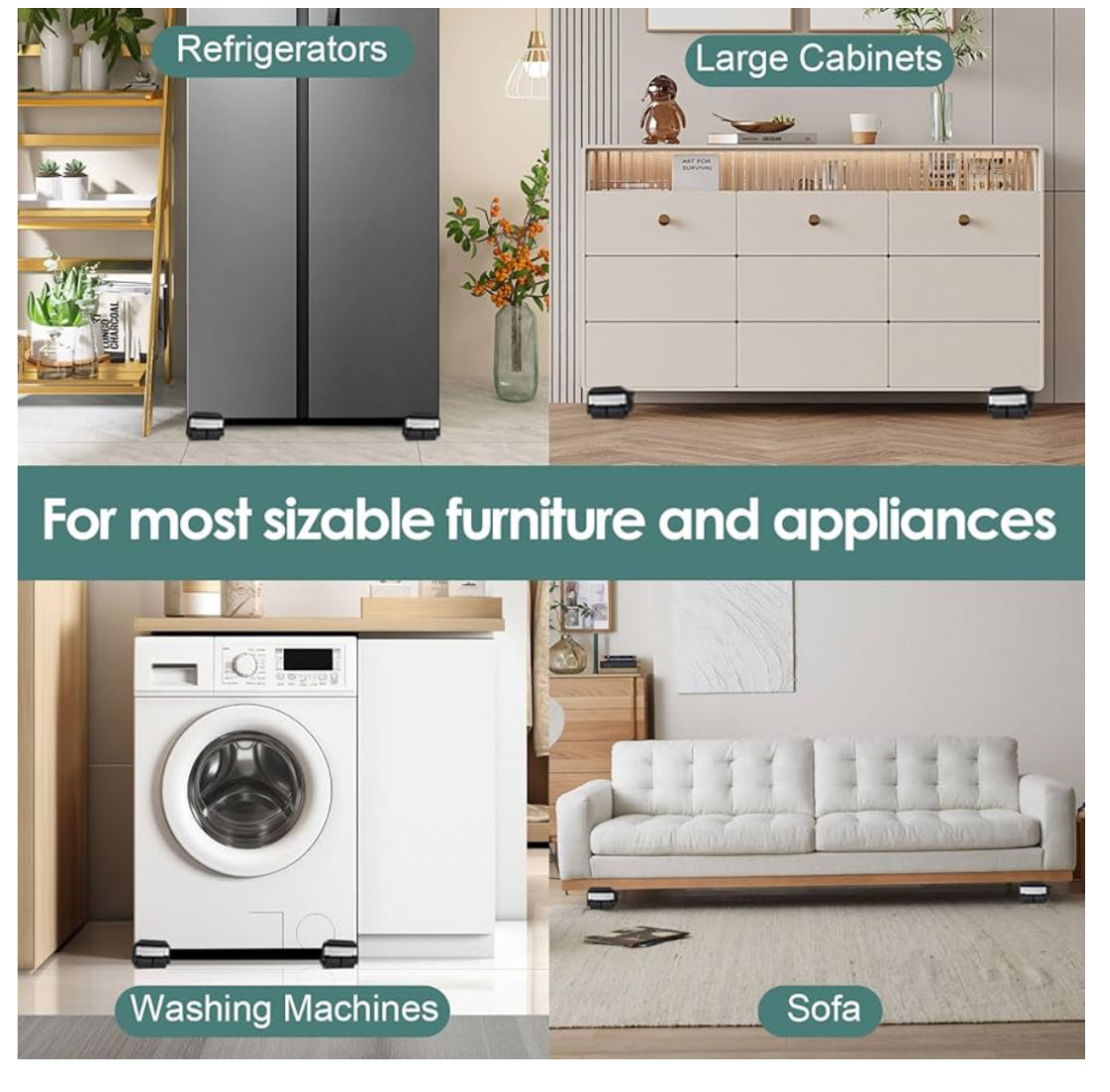Support Réglable à Roulettes pour Machine à Laver, Réfrigérateur et Appareils Électroménagers