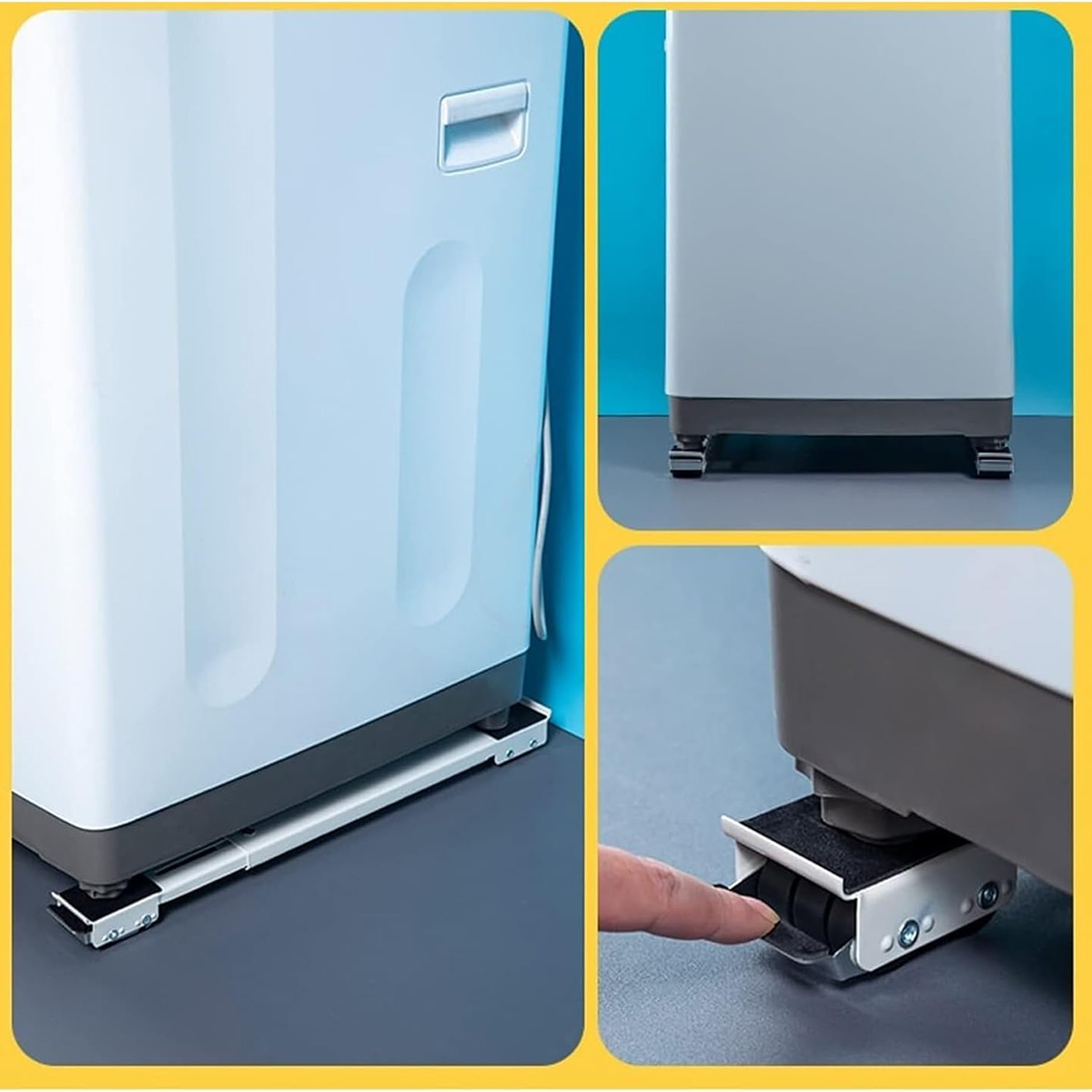 Support Réglable à Roulettes pour Machine à Laver, Réfrigérateur et Appareils Électroménagers