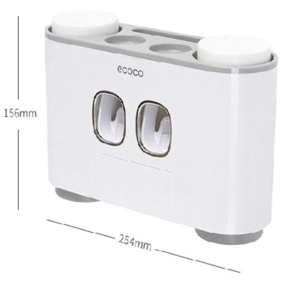 Support mural Ecoco pour brosses à dents avec distributeur de dentifrice